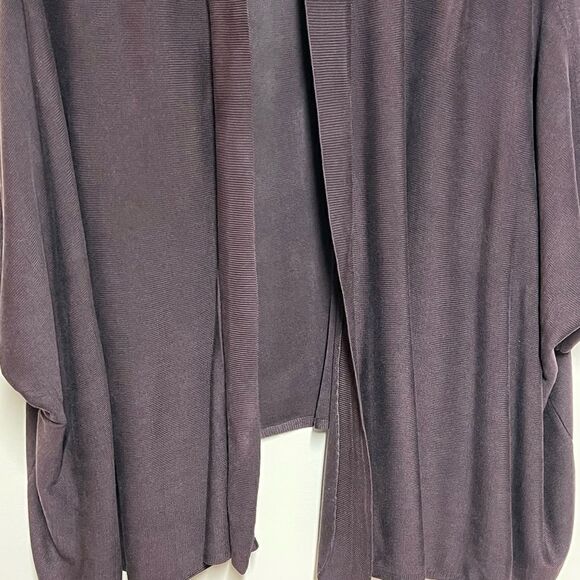 Eileen Fisher Silk Sheen Chocolate Batwing Open Front Classic Cardigan Sz 1X - Picture 4 of 7